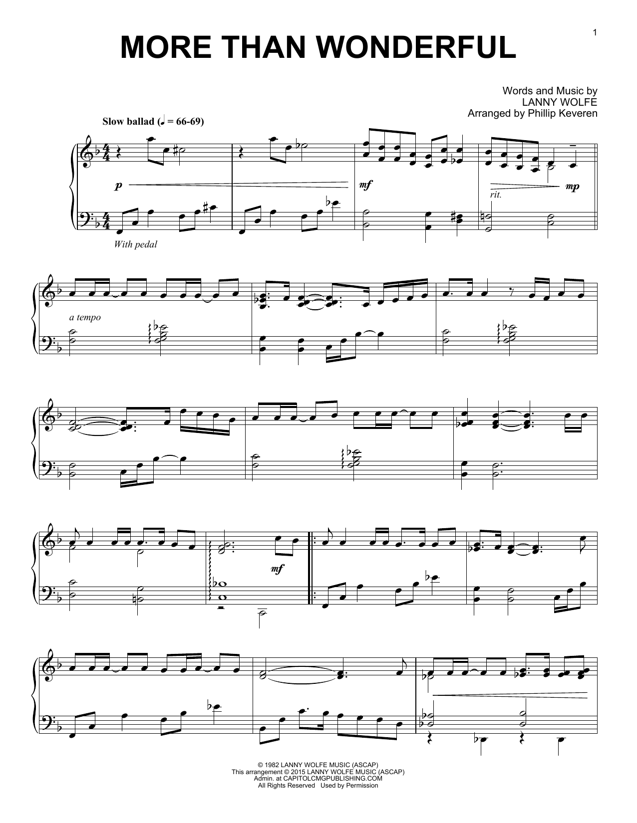 Download Lanny Wolfe More Than Wonderful Sheet Music and learn how to play Piano PDF digital score in minutes