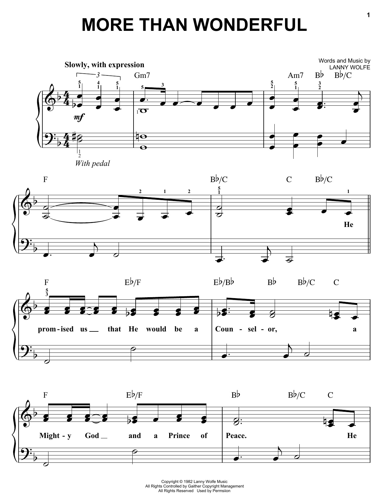 Download Lanny Wolfe More Than Wonderful Sheet Music and learn how to play Easy Guitar PDF digital score in minutes