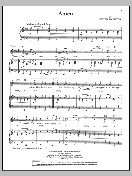 Download Larnelle Harris Amen Sheet Music and learn how to play Piano, Vocal & Guitar (Right-Hand Melody) PDF digital score in minutes