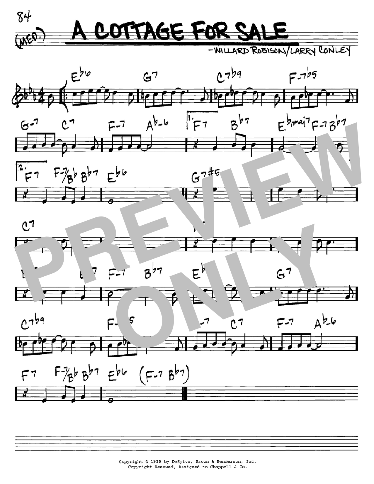 Download Larry Conley A Cottage For Sale Sheet Music and learn how to play Real Book – Melody, Lyrics & Chords PDF digital score in minutes
