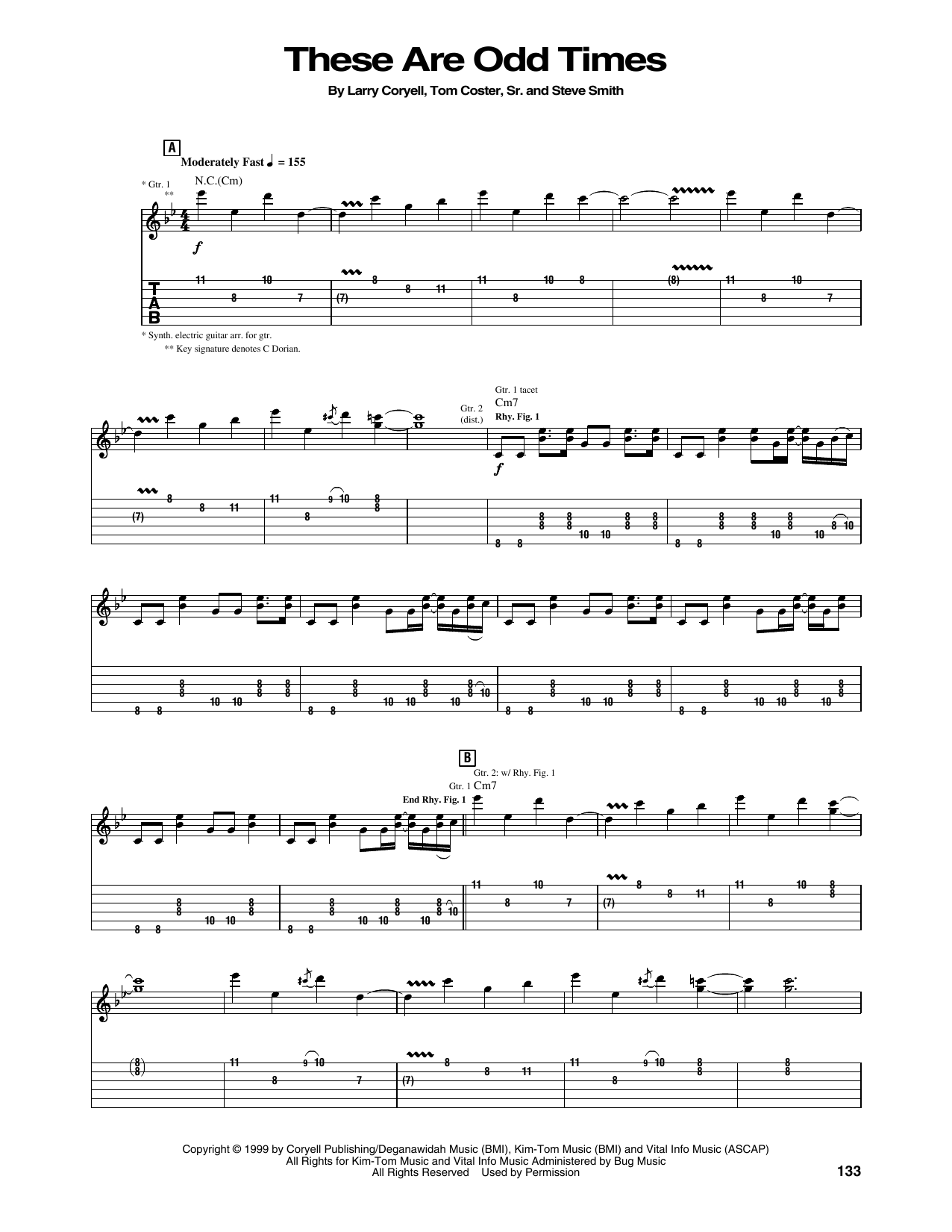 Download Larry Coryell These Are Odd Times Sheet Music and learn how to play Guitar Tab PDF digital score in minutes
