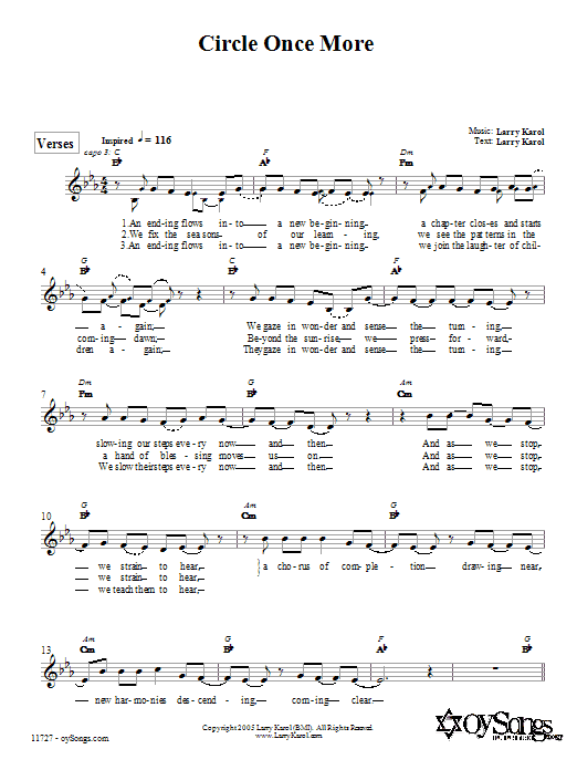 Download Larry Karol Circle Once More Sheet Music and learn how to play Melody Line, Lyrics & Chords PDF digital score in minutes