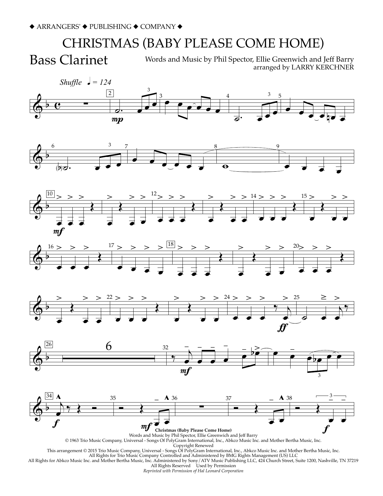 Download Larry Kerchner Christmas (Baby Please Come Home) - Bb Bass Clarinet Sheet Music and learn how to play Concert Band PDF digital score in minutes