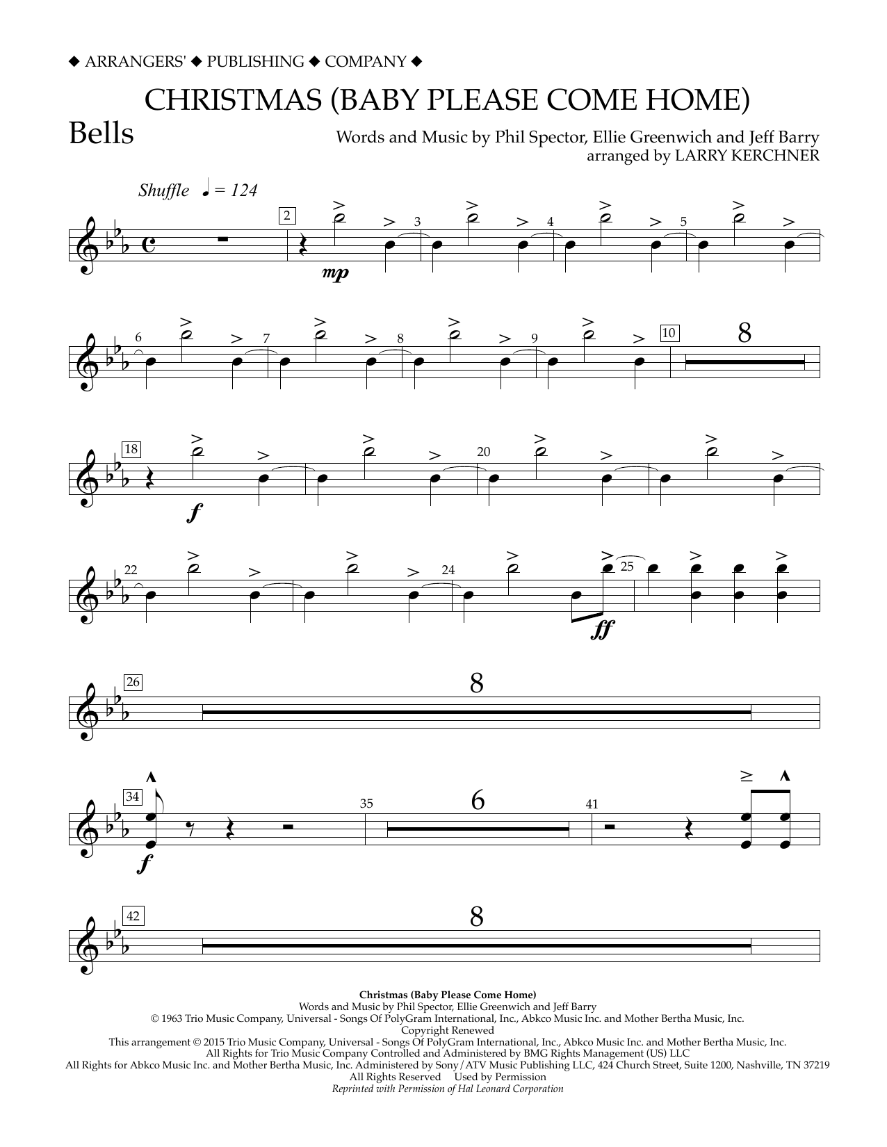 Download Larry Kerchner Christmas (Baby Please Come Home) - Bells Sheet Music and learn how to play Concert Band PDF digital score in minutes