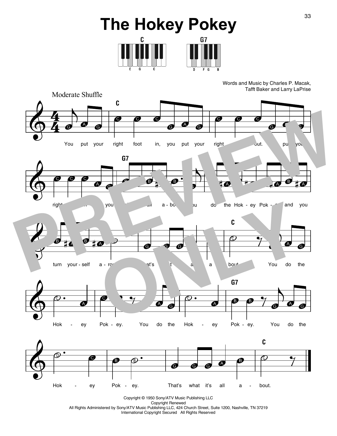 Download Larry LaPrise The Hokey Pokey Sheet Music and learn how to play Melody Line, Lyrics & Chords PDF digital score in minutes