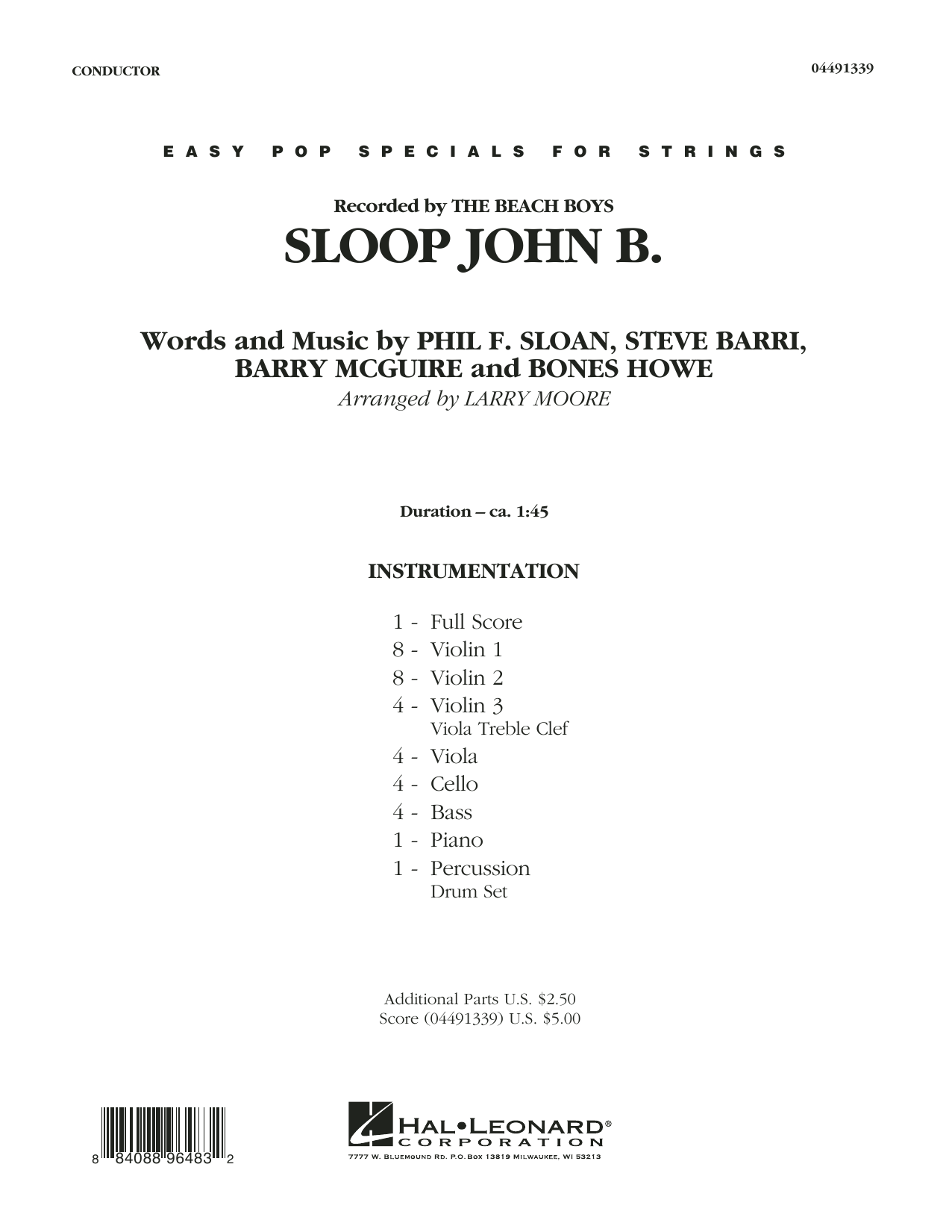 Download Larry Moore Sloop John B - Conductor Score (Full Score) Sheet Music and learn how to play Orchestra PDF digital score in minutes