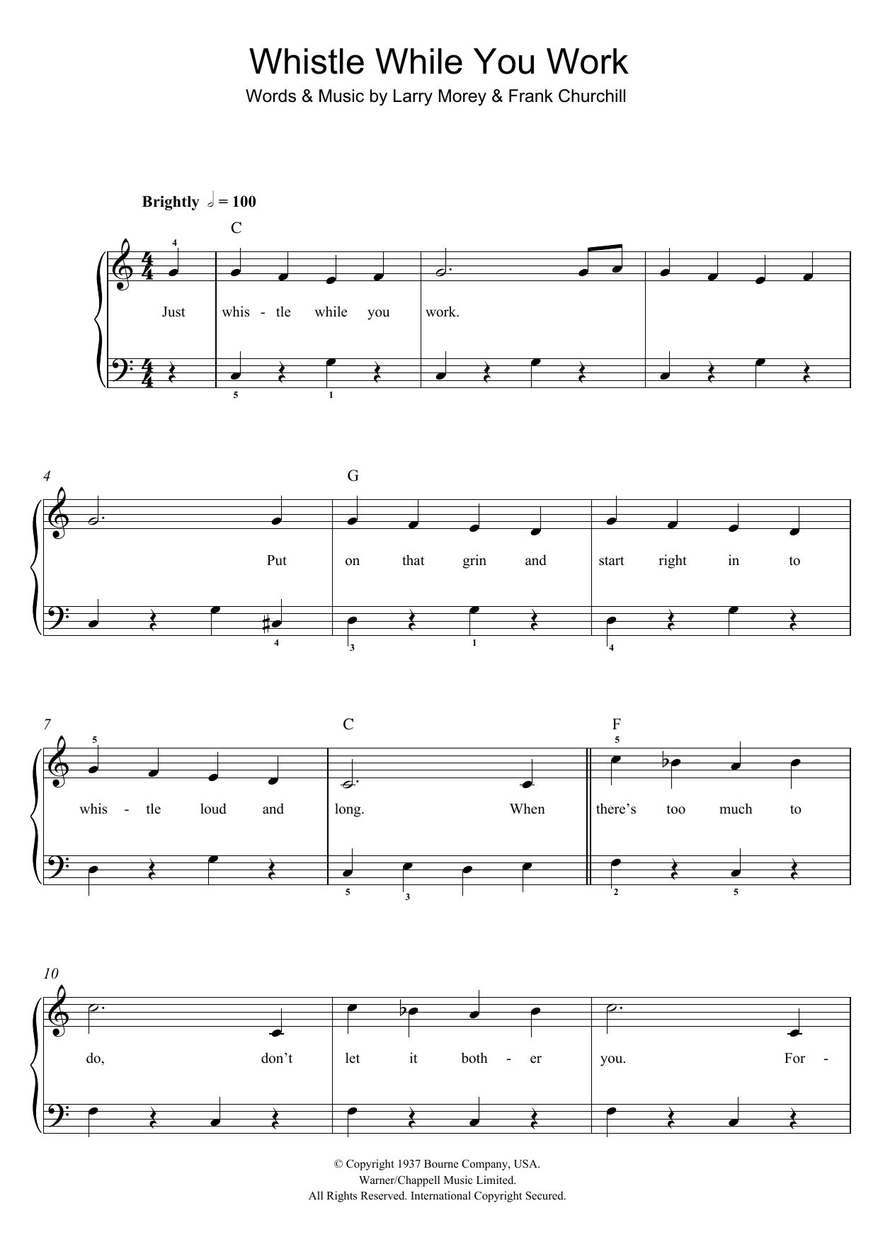 Download Frank Churchill Whistle While You Work Sheet Music and learn how to play Trumpet PDF digital score in minutes