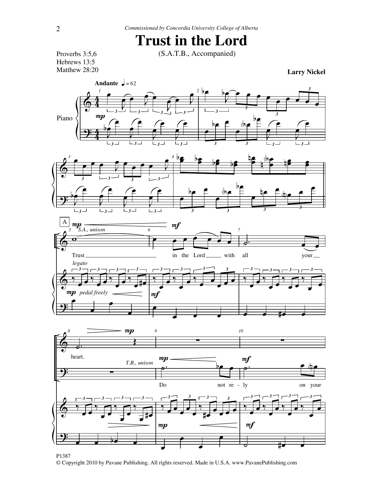 Download Larry Nickel Trust In The Lord Sheet Music and learn how to play SATB Choir PDF digital score in minutes