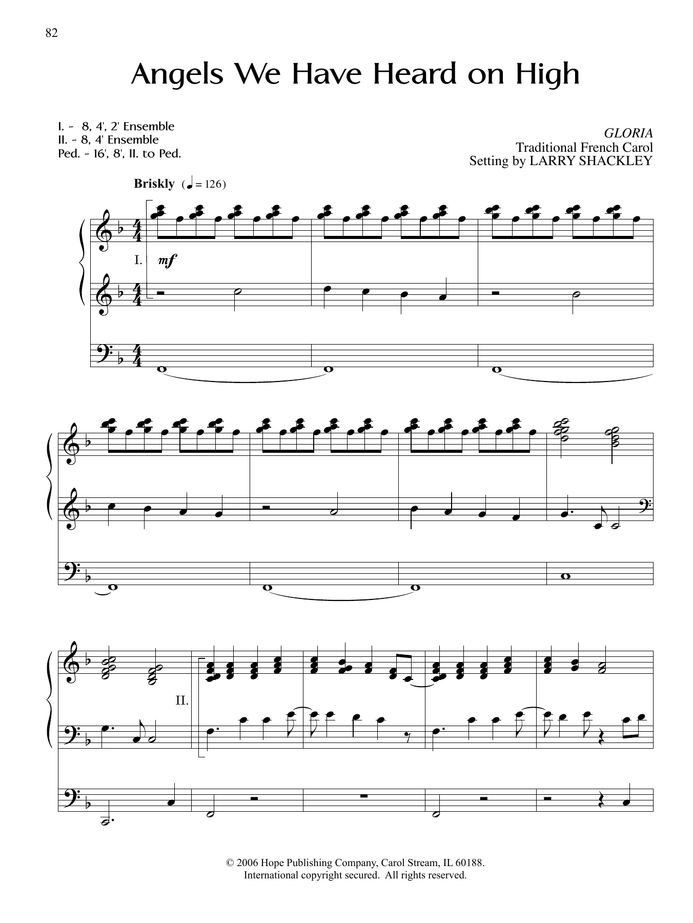 Download Larry Shackley Angels We Have Heard on High Sheet Music and learn how to play Organ PDF digital score in minutes