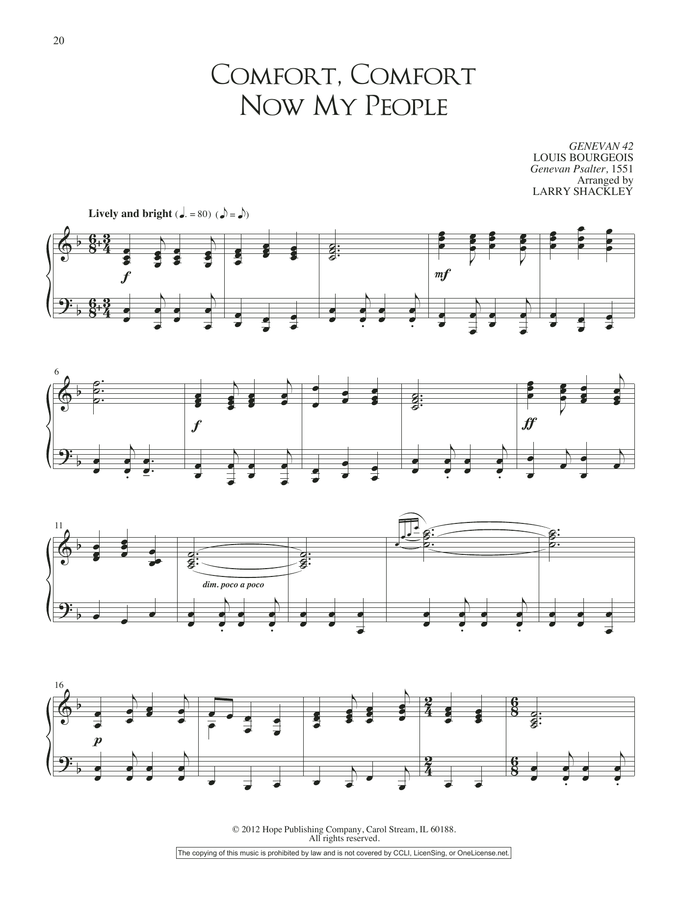 Download Larry Shackley Comfort, Comfort Now My People Sheet Music and learn how to play Piano Solo PDF digital score in minutes