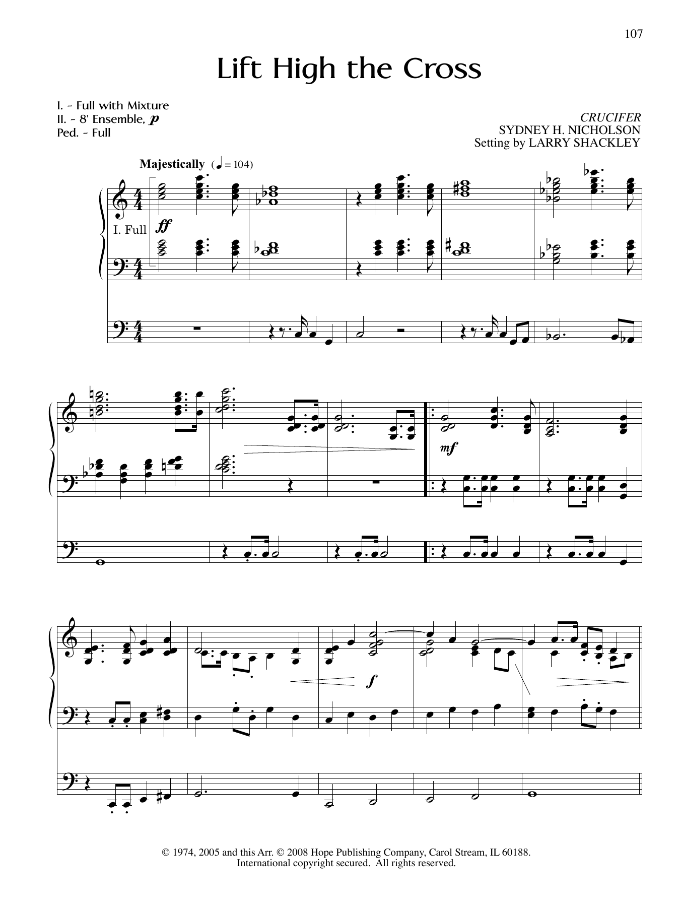 Download Larry Shackley Lift High the Cross Sheet Music and learn how to play Organ PDF digital score in minutes