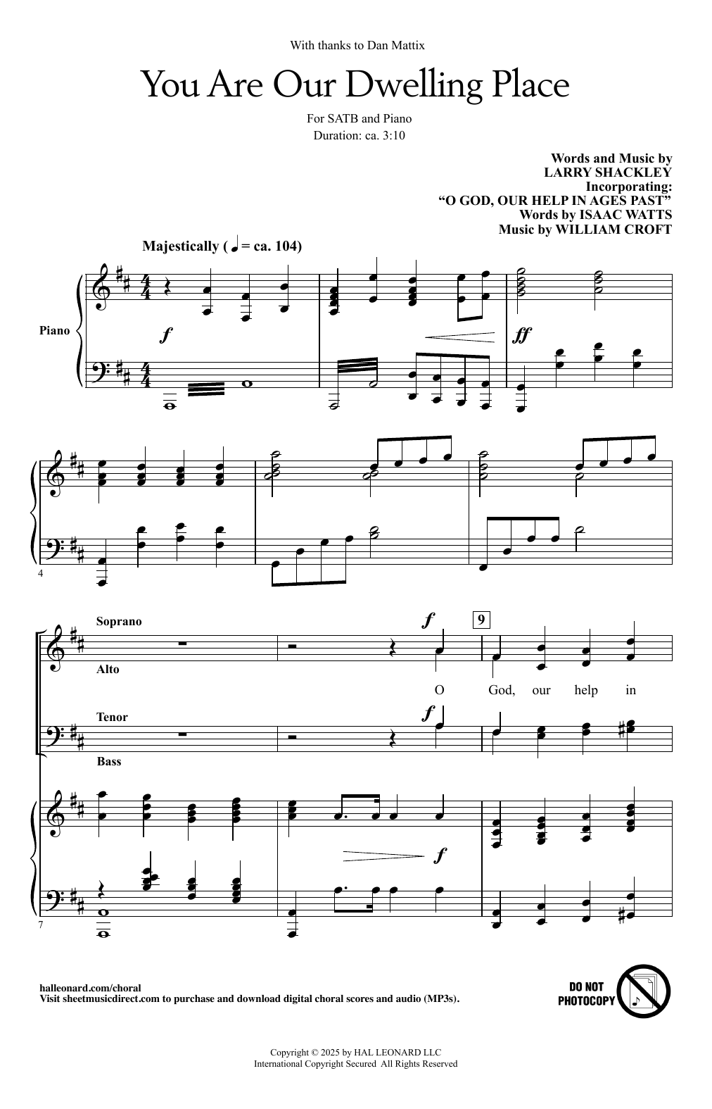 Download Larry Shackley You Are Our Dwelling Place Sheet Music and learn how to play SATB Choir PDF digital score in minutes