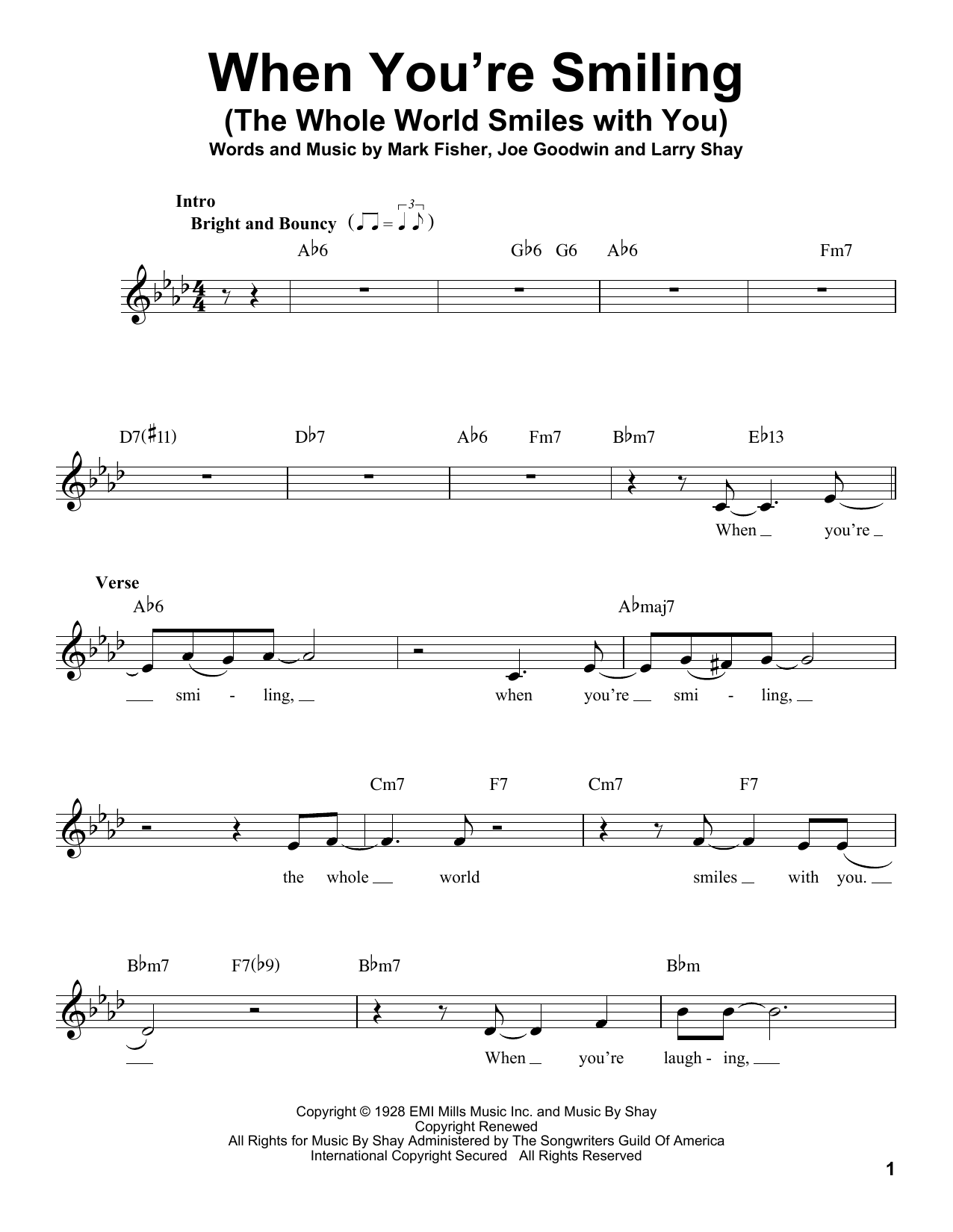 Download Larry Shay When You're Smiling (The Whole World Smiles With You) Sheet Music and learn how to play Voice PDF digital score in minutes