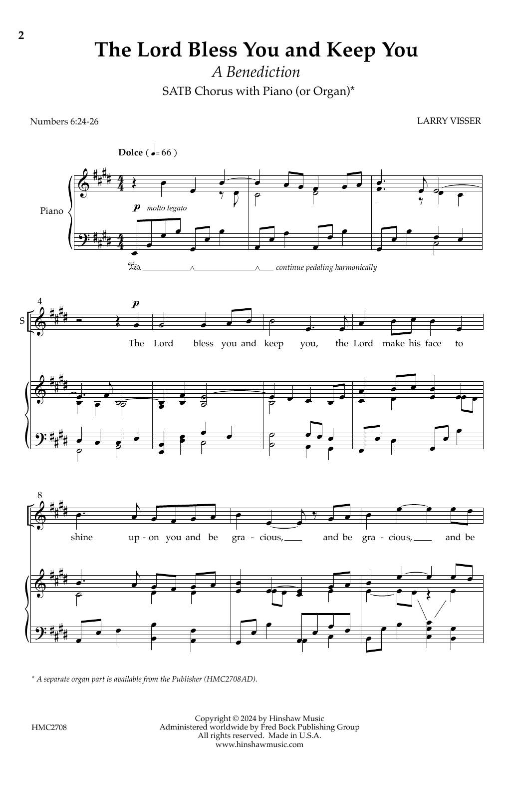 Download Larry Visser The Lord Bless You And Keep You (a Benediction) Sheet Music and learn how to play SATB Choir PDF digital score in minutes