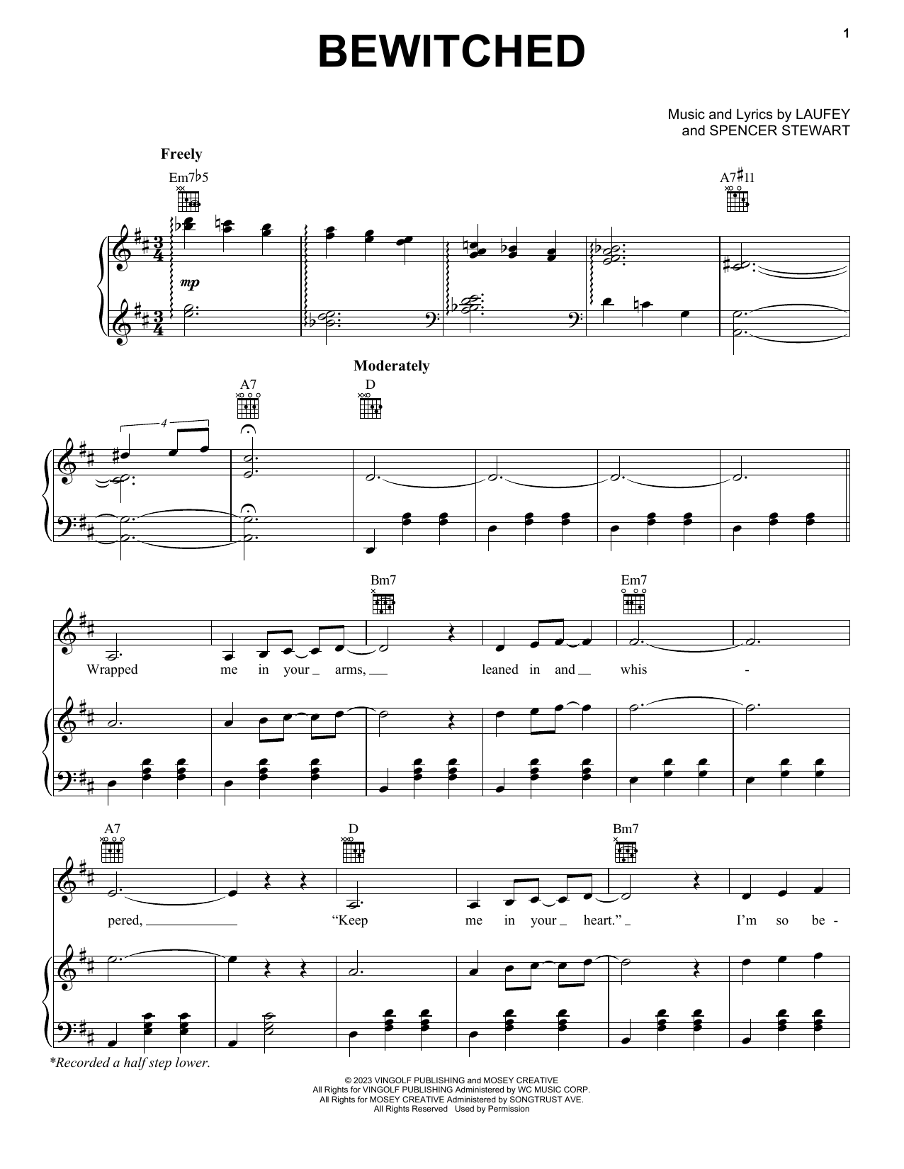 Download Laufey Bewitched Sheet Music and learn how to play Piano, Vocal & Guitar Chords (Right-Hand Melody) PDF digital score in minutes