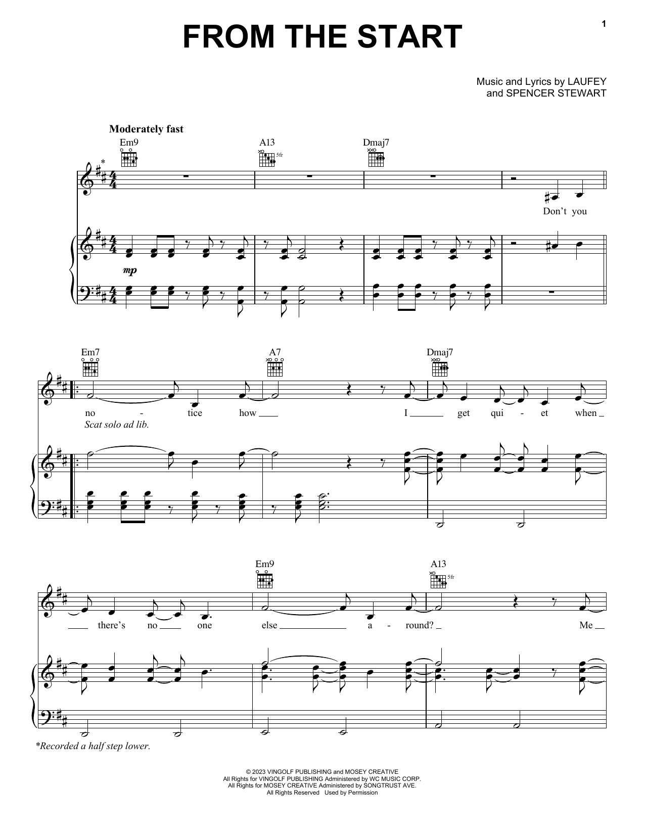 Download Laufey From The Start Sheet Music and learn how to play Piano, Vocal & Guitar Chords (Right-Hand Melody) PDF digital score in minutes