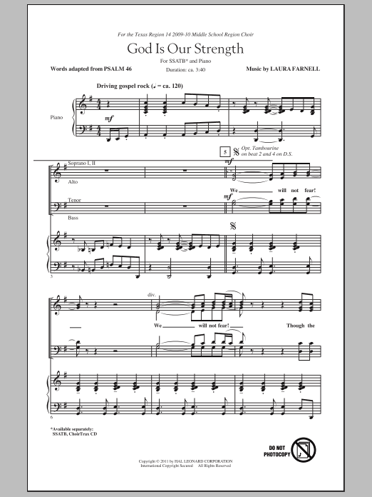 Download Laura Farnell God Is Our Strength Sheet Music and learn how to play SATB PDF digital score in minutes