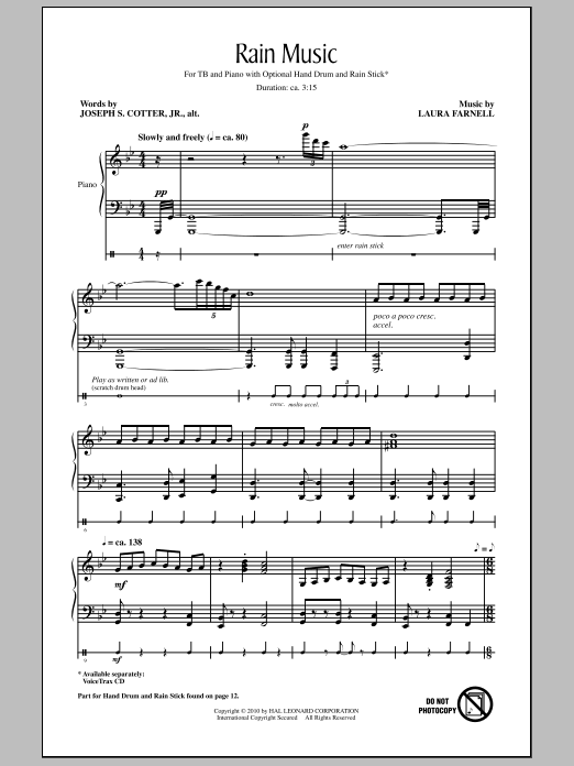 Download Laura Farnell Rain Music Sheet Music and learn how to play TB Choir PDF digital score in minutes