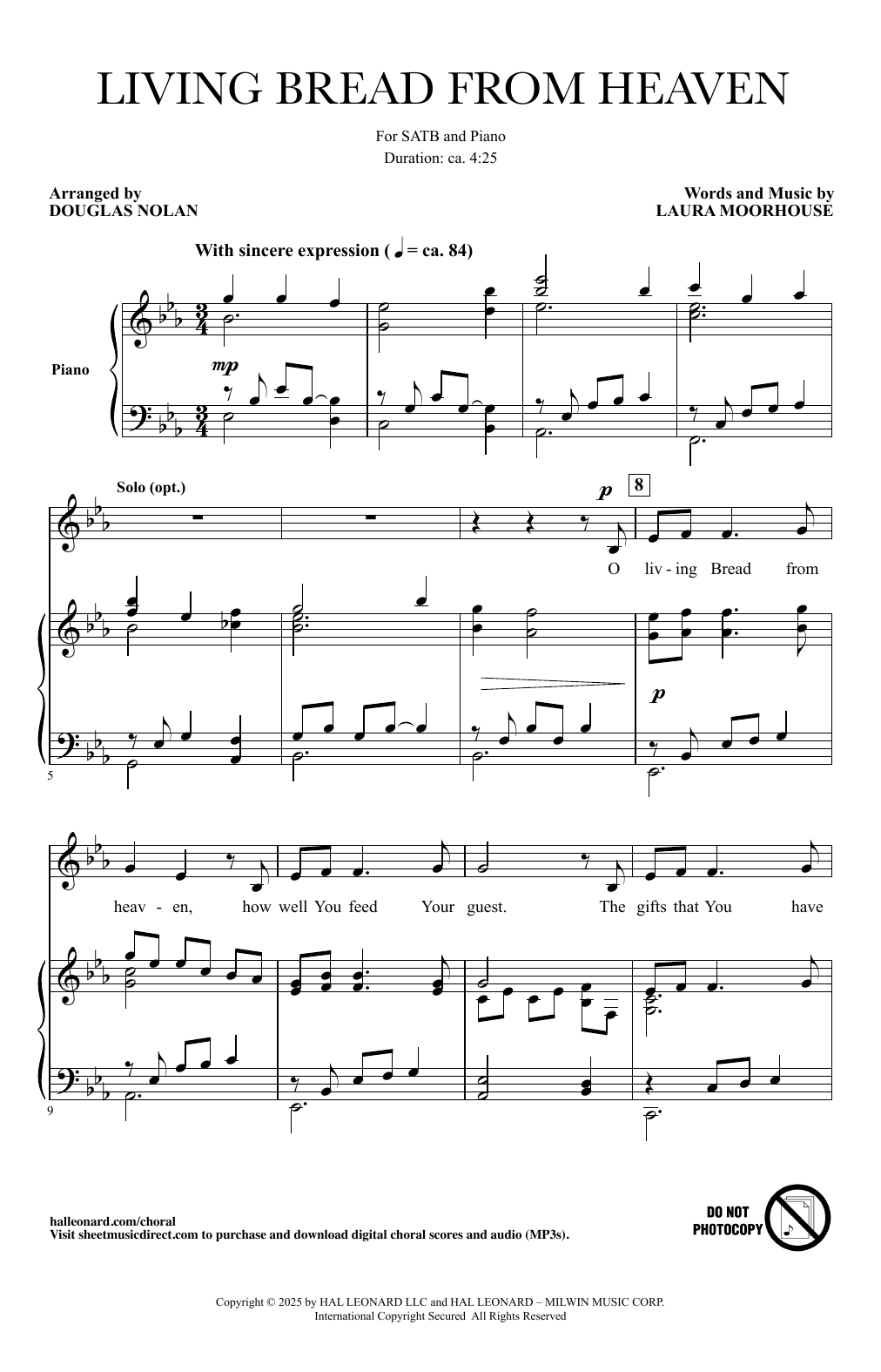 Download Laura Moorhouse Living Bread From Heaven Sheet Music and learn how to play SATB Choir PDF digital score in minutes