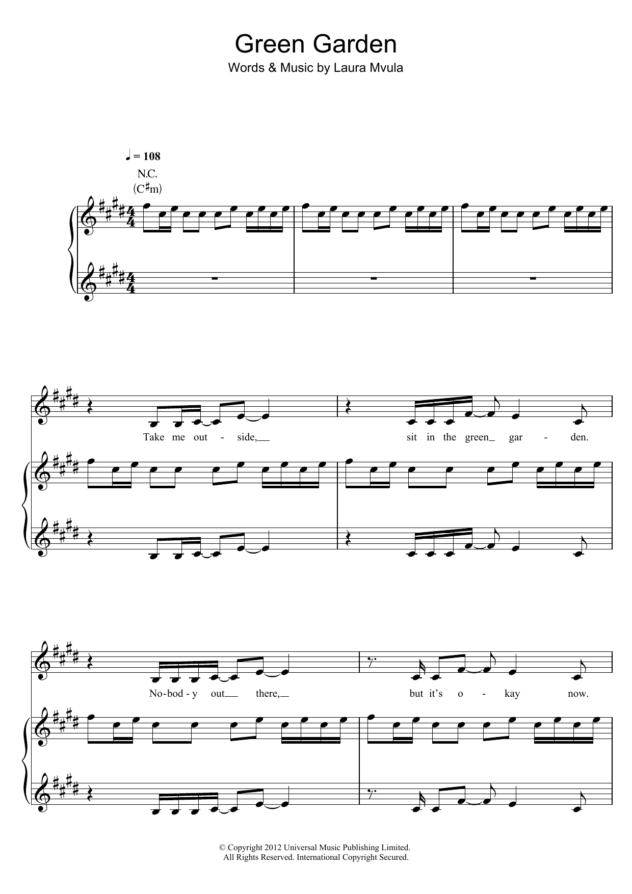 Download Laura Mvula Green Garden Sheet Music and learn how to play Piano, Vocal & Guitar (Right-Hand Melody) PDF digital score in minutes