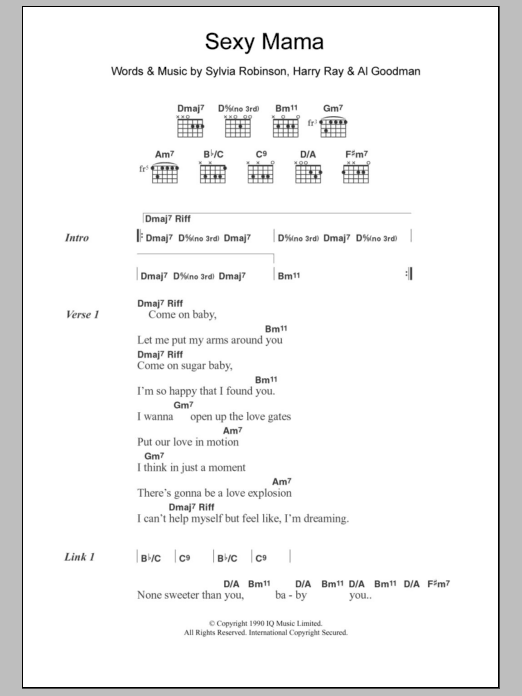 Download Laura Nyro Sexy Mama Sheet Music and learn how to play Lyrics & Chords PDF digital score in minutes