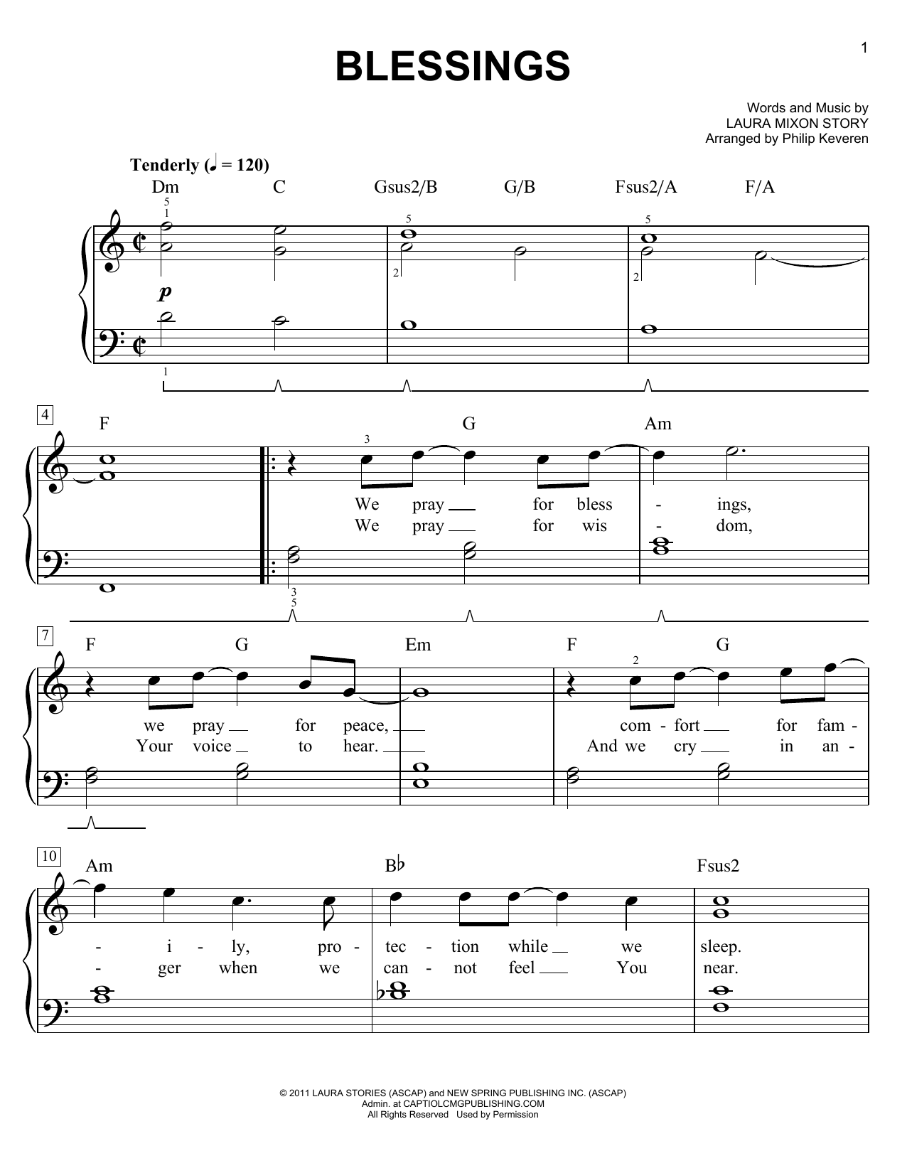 Download Phillip Keveren Blessings Sheet Music and learn how to play Piano PDF digital score in minutes