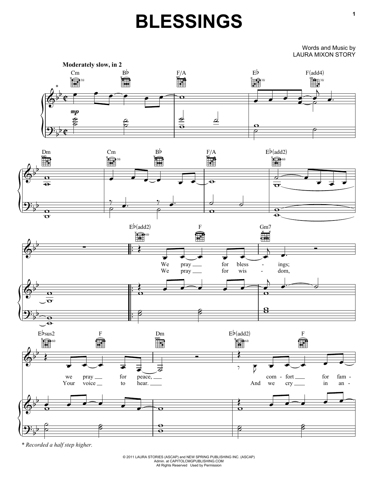 Laura Story Blessings Sheet Music Notes Download Printable PDF 