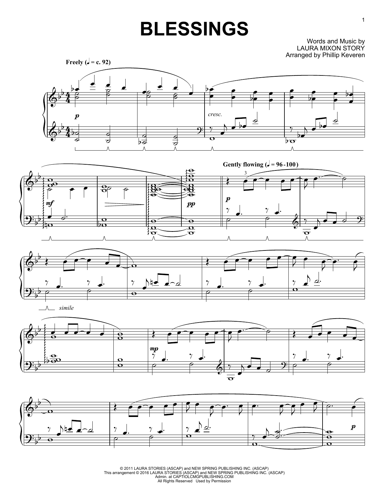 Laura Story Blessings arr Phillip Keveren Sheet Music Notes Laura Story Blessings arr Phillip Keveren Sheet Music Notes