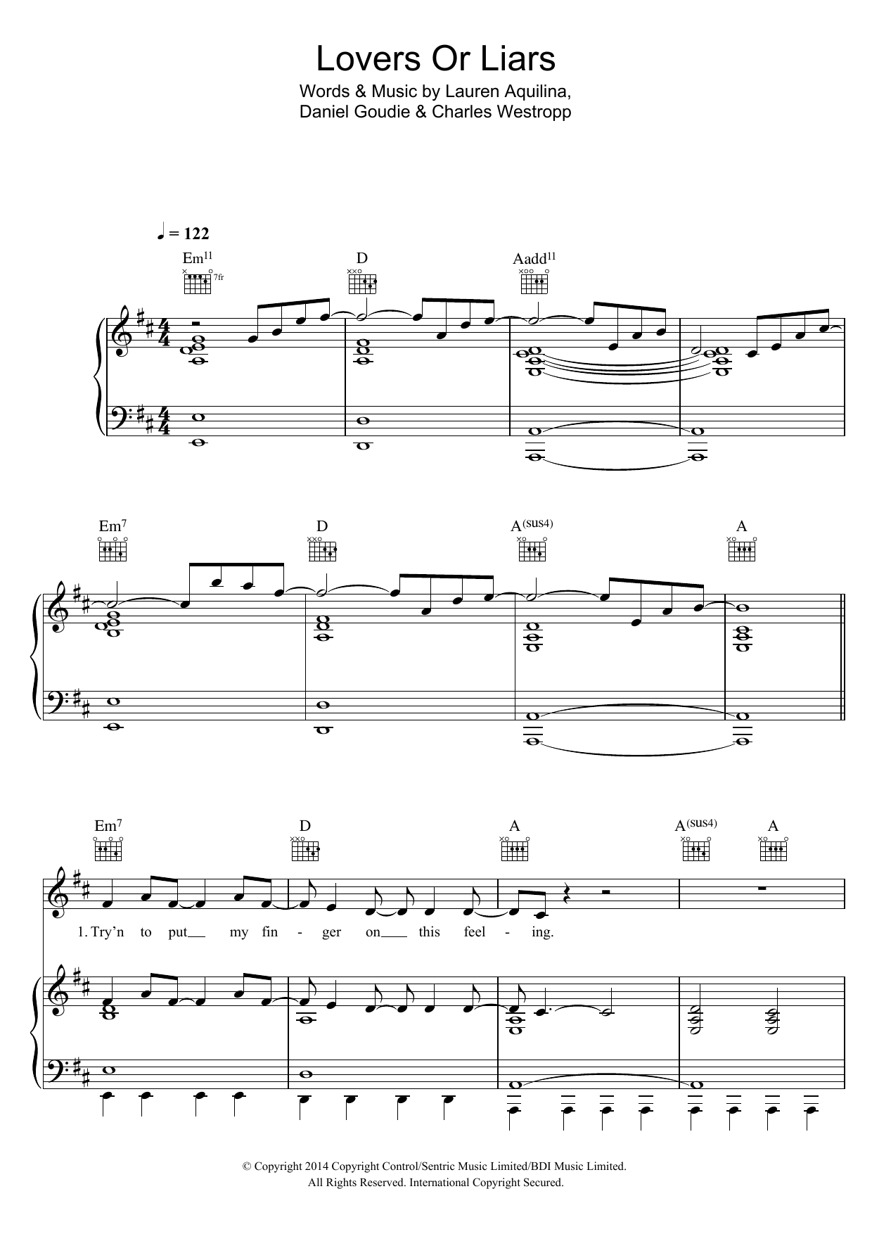 Download Lauren Aquilina Lovers Or Liars Sheet Music and learn how to play Piano, Vocal & Guitar (Right-Hand Melody) PDF digital score in minutes