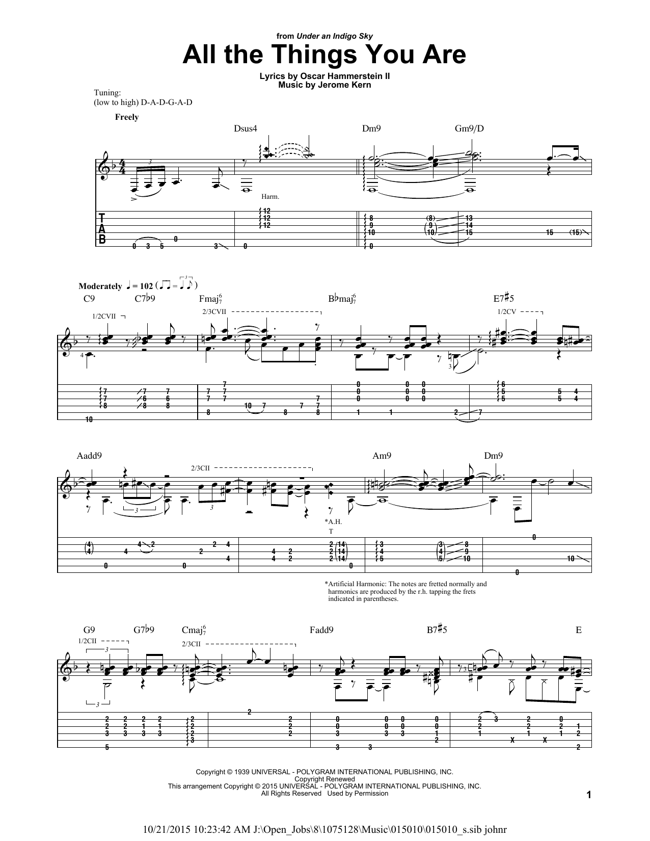 Download Rodgers & Hammerstein All The Things You Are Sheet Music and learn how to play Guitar Tab PDF digital score in minutes