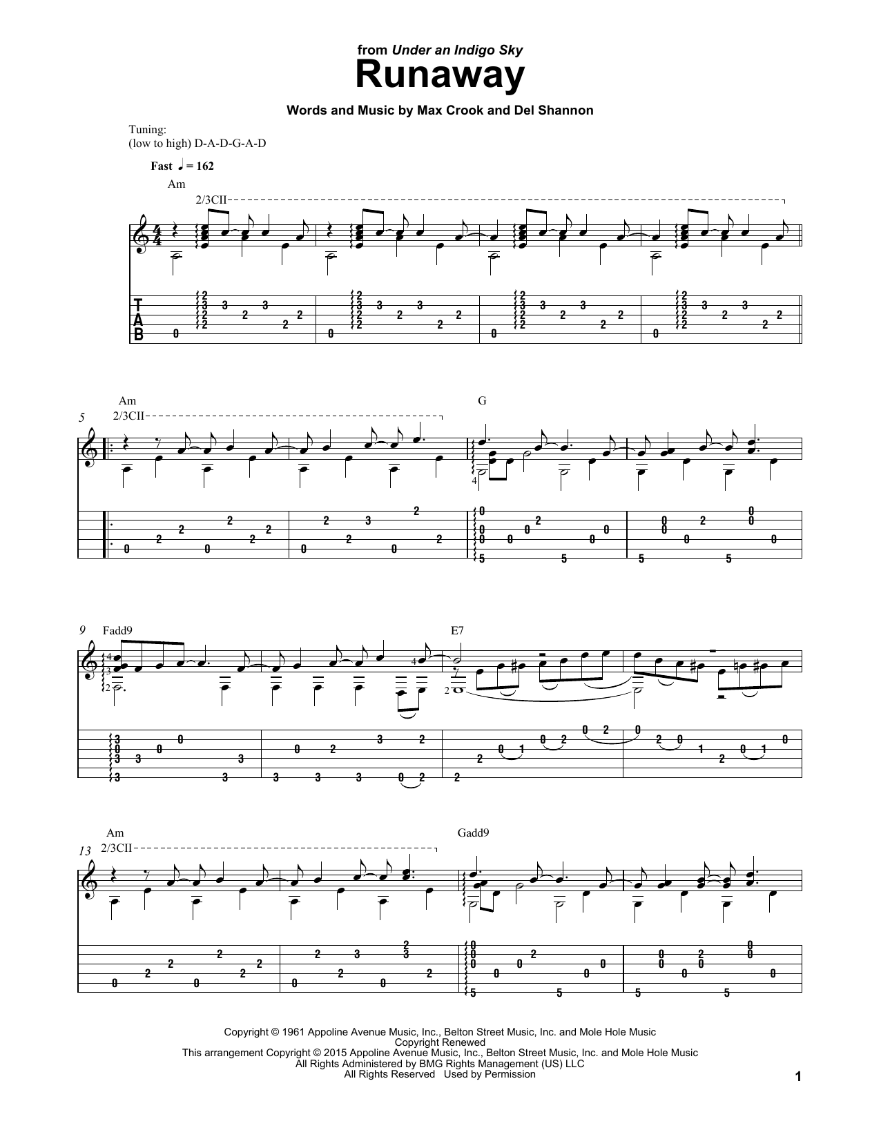 Download Del Shannon Runaway Sheet Music and learn how to play Guitar Tab PDF digital score in minutes