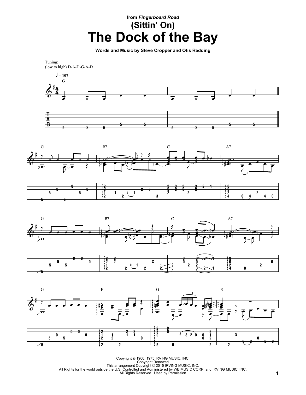 Download Otis Redding (Sittin' On) The Dock Of The Bay Sheet Music and learn how to play Guitar Tab PDF digital score in minutes