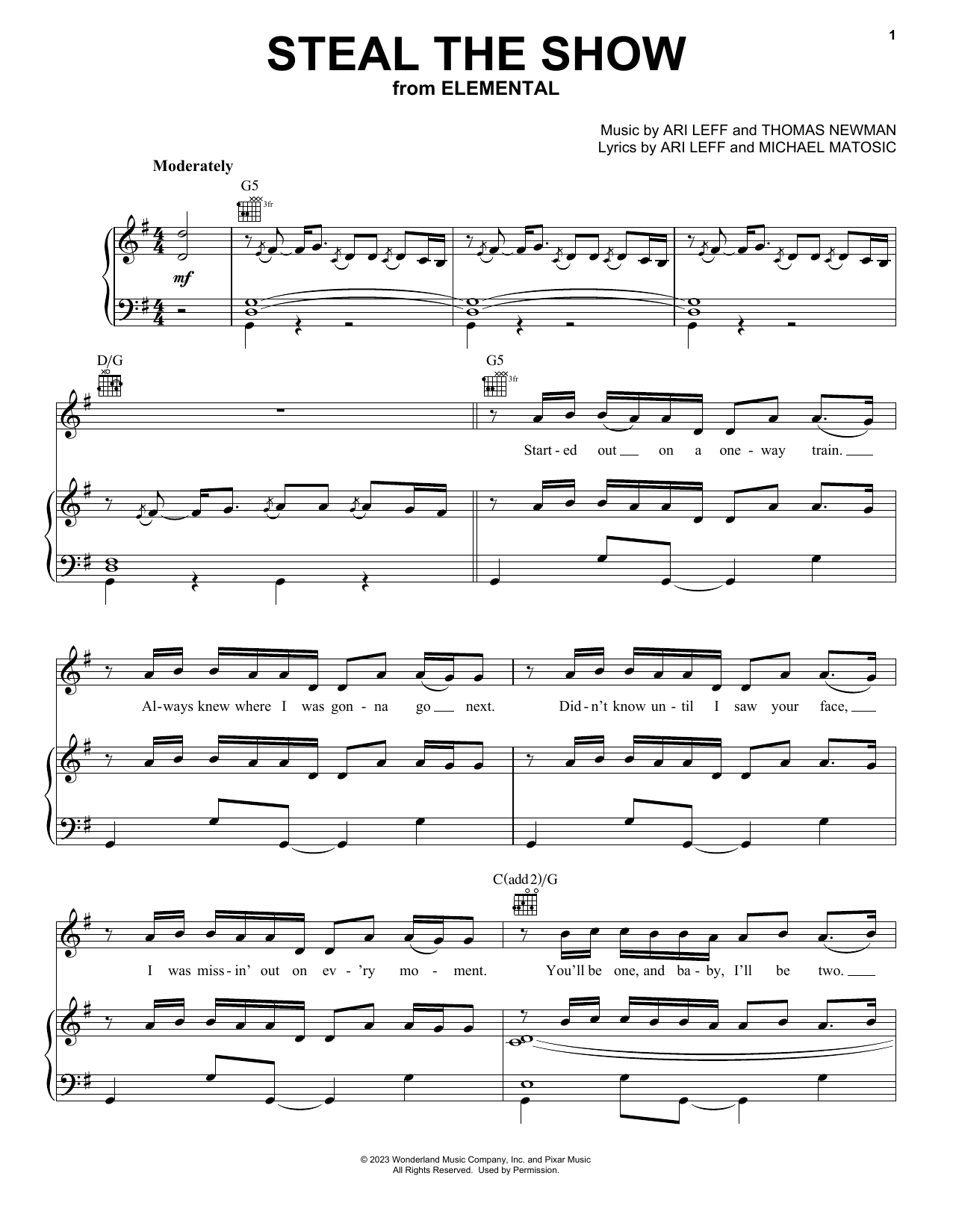 Download Lauv Steal The Show (from Elemental) Sheet Music and learn how to play Easy Piano PDF digital score in minutes