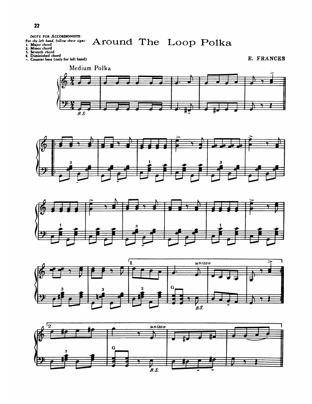 Download Lawrence Welk Around The Loop Polka Sheet Music and learn how to play Piano Solo PDF digital score in minutes