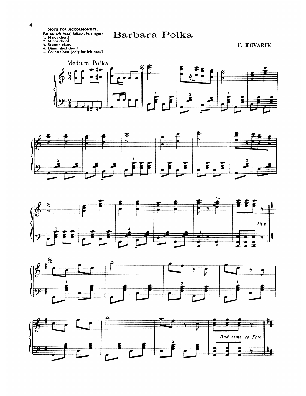 Download Lawrence Welk Barbara Polka Sheet Music and learn how to play Piano Solo PDF digital score in minutes