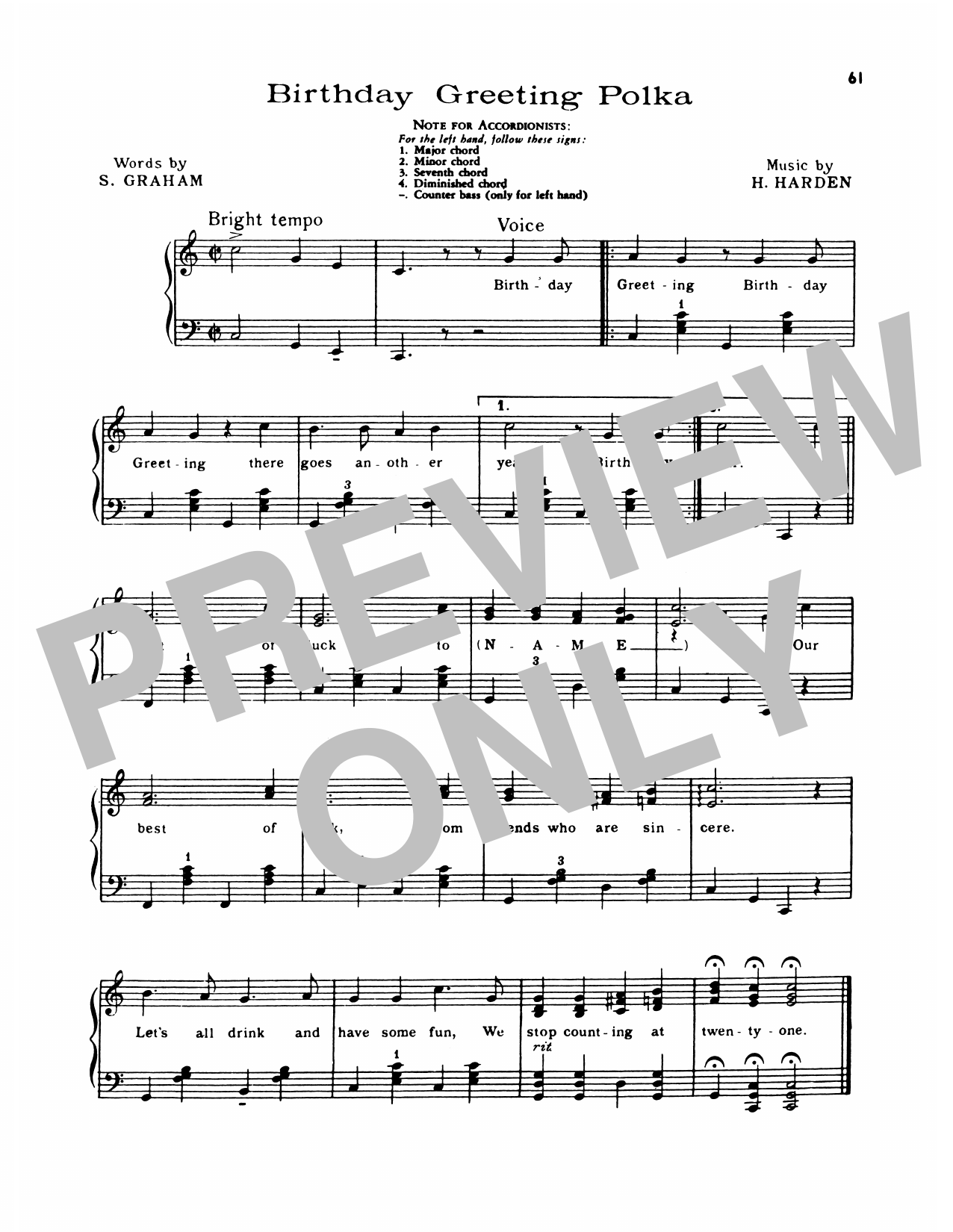 Download Lawrence Welk Birthday Greeting Polka Sheet Music and learn how to play Piano Solo PDF digital score in minutes