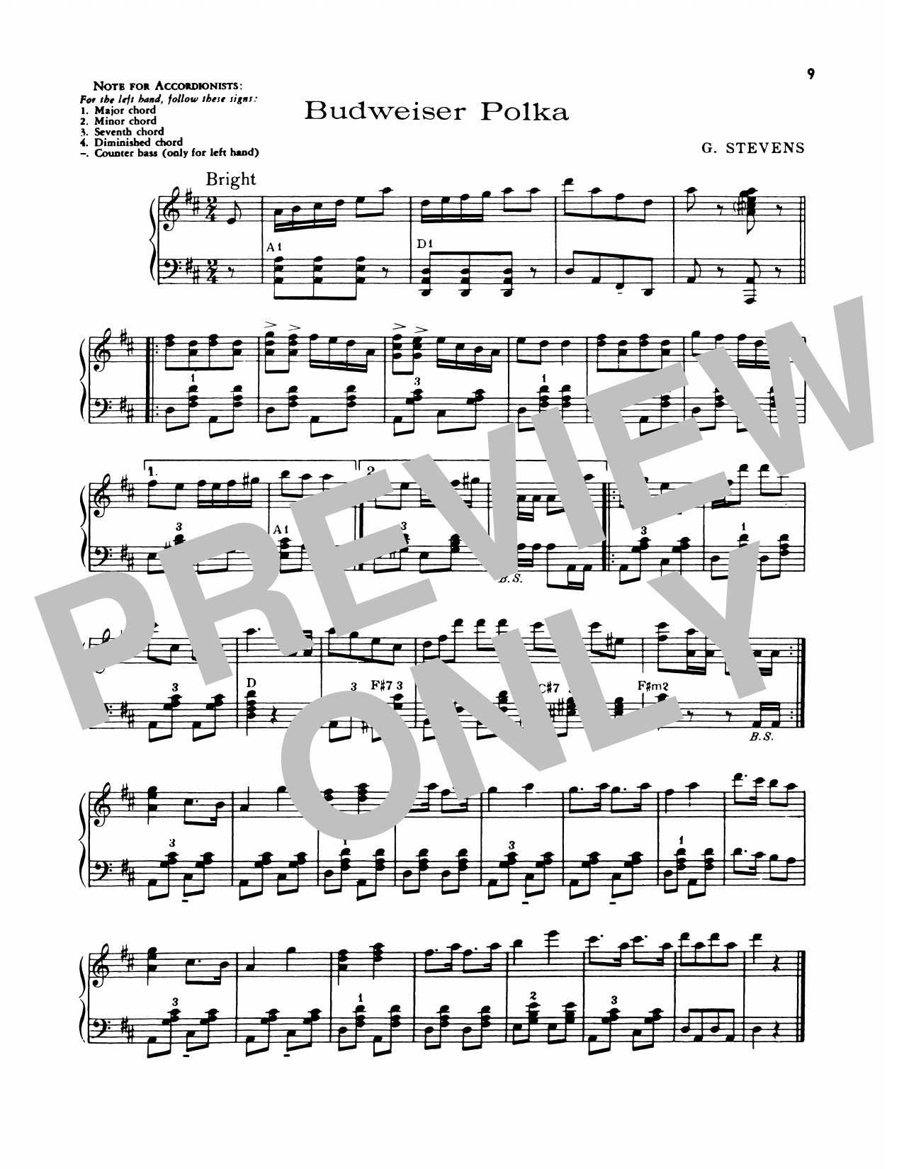 Download Lawrence Welk Budweiser Polka Sheet Music and learn how to play Piano Solo PDF digital score in minutes