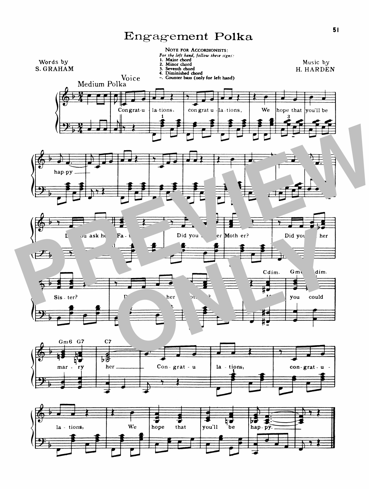 Download Lawrence Welk Engagement Polka Sheet Music and learn how to play Piano Solo PDF digital score in minutes