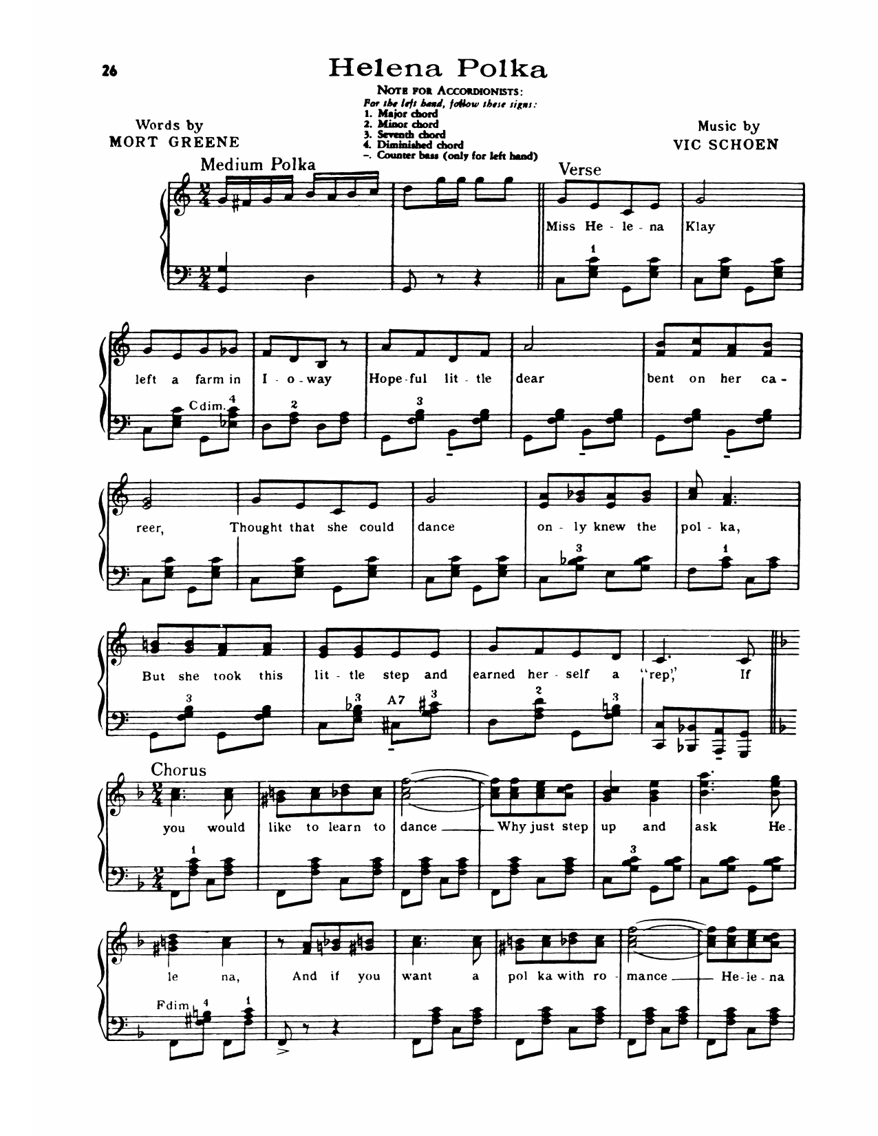 Download Lawrence Welk Helena Polka Sheet Music and learn how to play Piano Solo PDF digital score in minutes