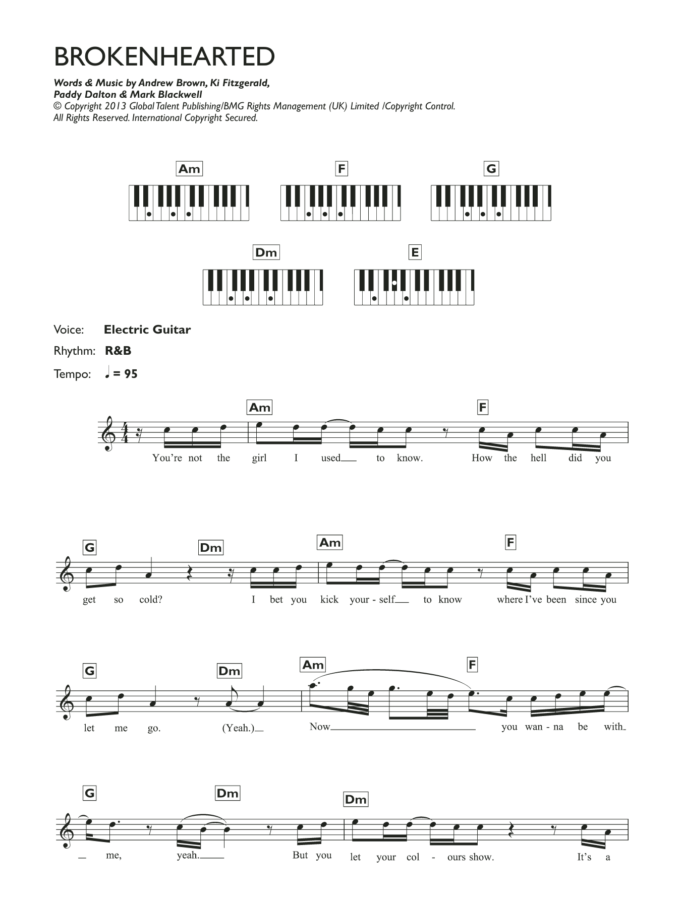 Download Lawson Brokenhearted (feat. B.o.B) Sheet Music and learn how to play Keyboard PDF digital score in minutes