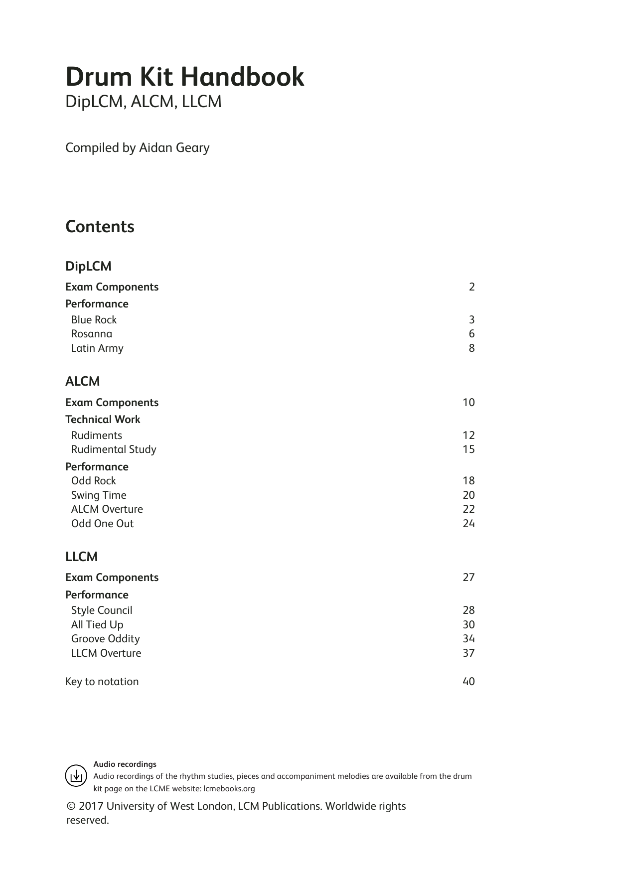 Download LCME LCME Drum Kit Handbook DipLCME ALCME LLCME Sheet Music and learn how to play Instrumental Method PDF digital score in minutes