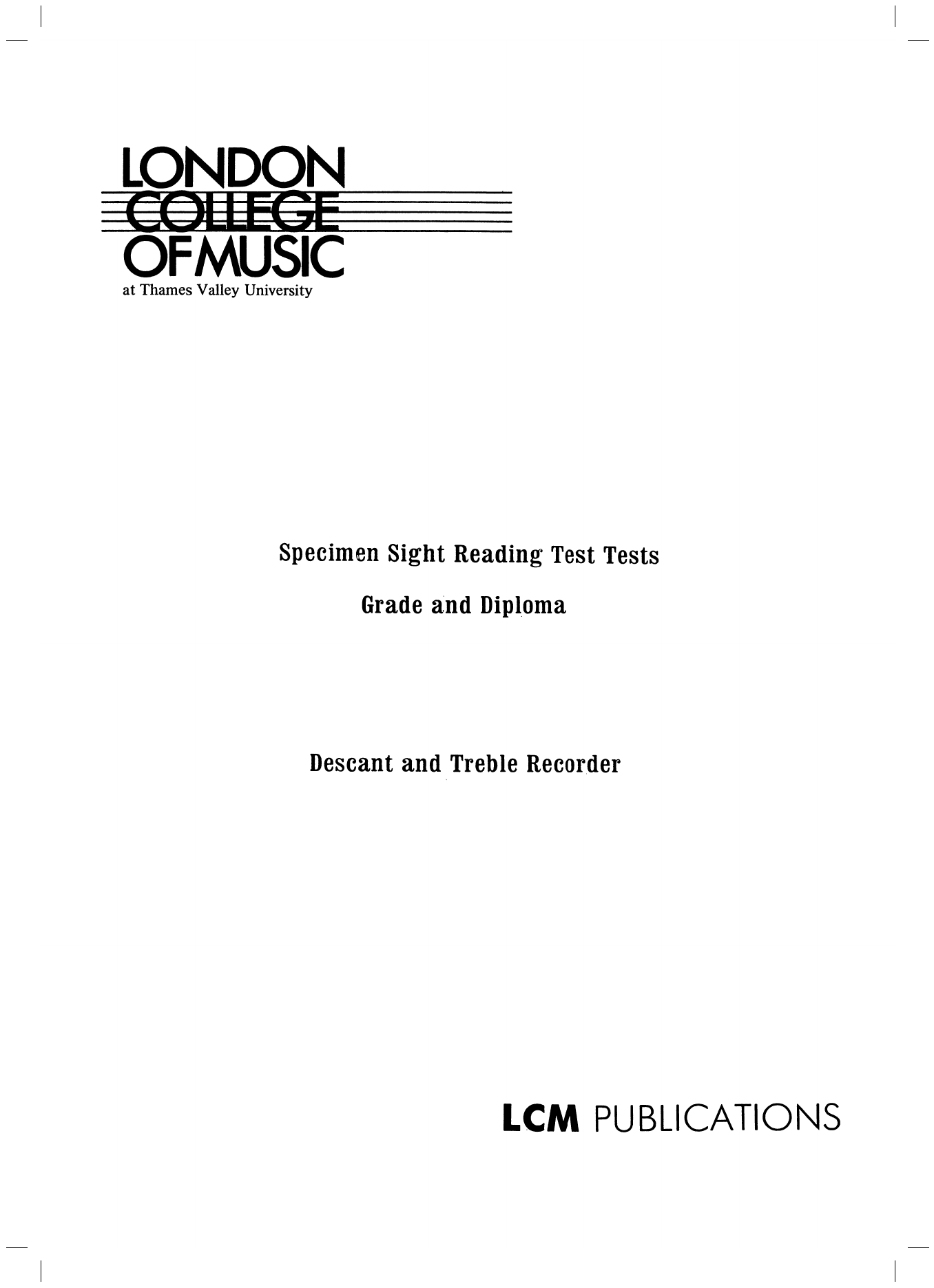 Download LCME Recorder Specimen Sight Reading Sheet Music and learn how to play Instrumental Method PDF digital score in minutes