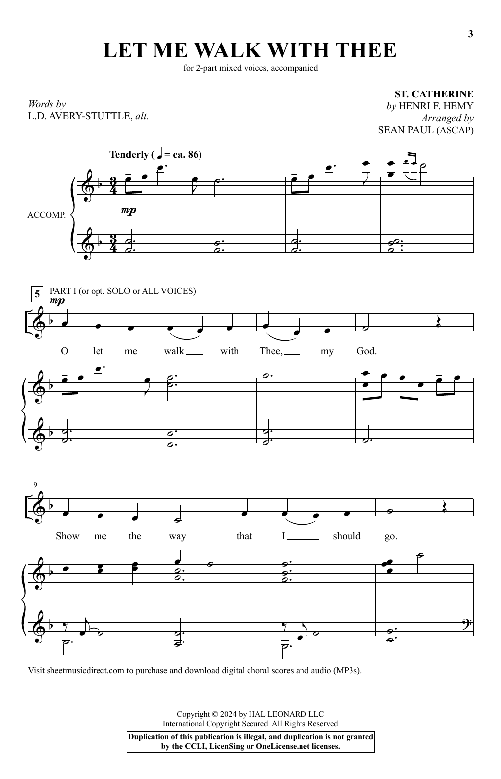 Download L.D. Avery-Stuttle Let Me Walk With Thee (arr. Sean Paul) Sheet Music and learn how to play 2-Part Choir PDF digital score in minutes