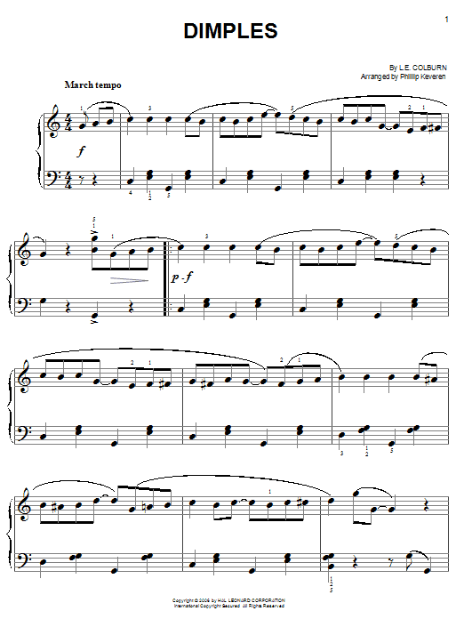 Download L.E. Colburn Dimples Sheet Music and learn how to play Easy Piano PDF digital score in minutes