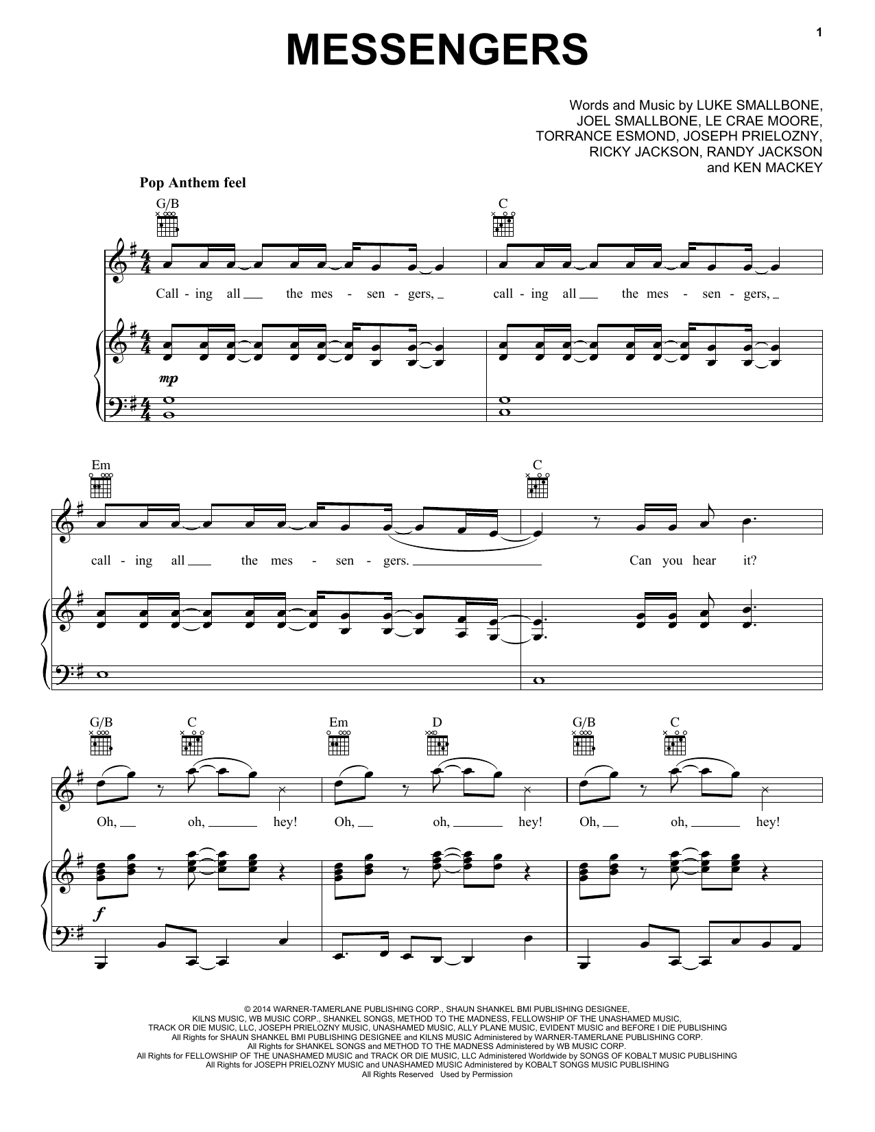 Download Lecrae Moore Messengers Sheet Music and learn how to play Piano, Vocal & Guitar (Right-Hand Melody) PDF digital score in minutes