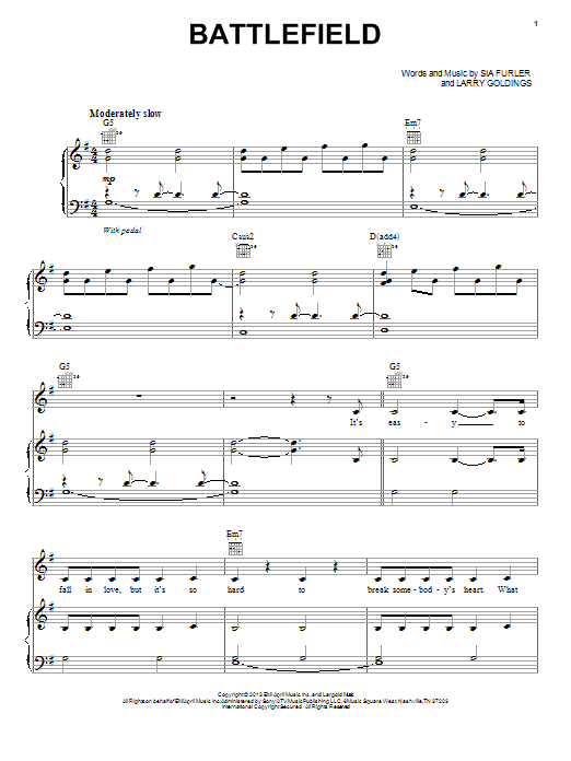 Download Lea Michele Battlefield Sheet Music and learn how to play Piano, Vocal & Guitar (Right-Hand Melody) PDF digital score in minutes