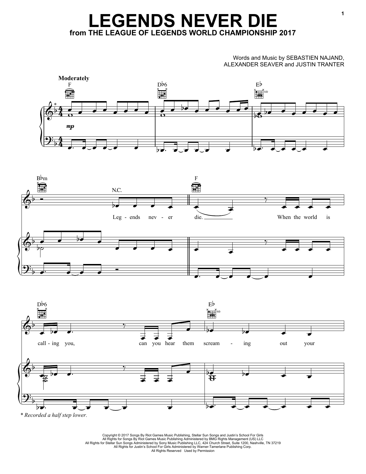 Download League of Legends Legends Never Die (feat. Against The Current) Sheet Music and learn how to play Piano, Vocal & Guitar Chords (Right-Hand Melody) PDF digital score in minutes