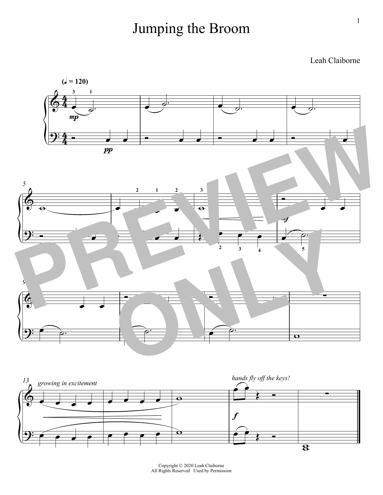 Download Leah Claiborne Jumping The Broom Sheet Music and learn how to play Piano Solo PDF digital score in minutes