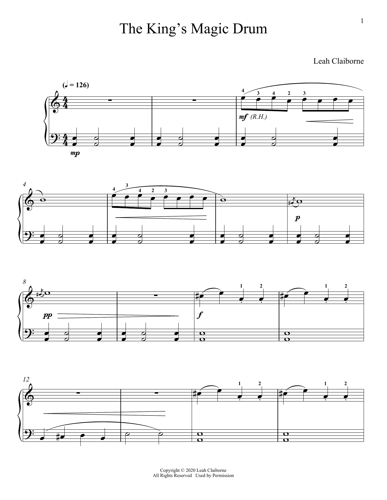 Download Leah Claiborne The King's Magic Drum Sheet Music and learn how to play Piano Solo PDF digital score in minutes