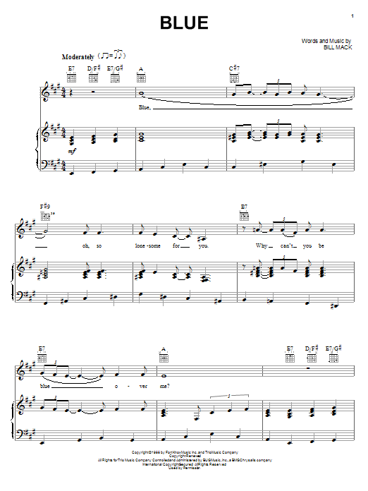 Download LeAnn Rimes Blue Sheet Music and learn how to play Lyrics & Chords PDF digital score in minutes